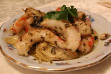 Shrimp And Artichokes in Herbed Butter Sauce