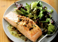 Oven-Roasted Salmon Fillets with Almond Vinaigrette