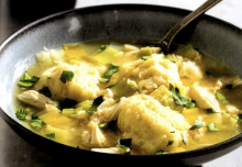 Chicken and Leek Soup with Parmesan Dumplings