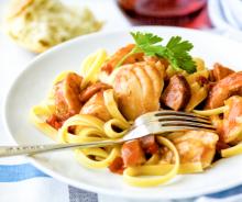 Seafood Pasta with Andouille