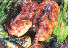 Firecracker Barbecue Chicken with Grilled Cherry Bomb Salad