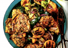 Grilled Chicken with Peaches, Chile, and Spiced Honey