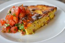 Corn, Creole Tomato,  & Tasso Spoonbread 