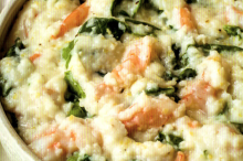 Stone-Ground Parmesan Cheese Grits with Spinach and Shrimp