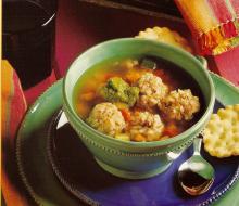 Meatball soup with Cilantro Pesto