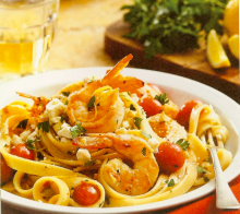 Shrimp and Scallop Fettuccine with Feta