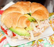 Turkey With Avocado And Cream Cheese Croissant Sandwich