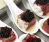 Grilled Watermelon with Champagne Vinaigrette, Caviar and Feta